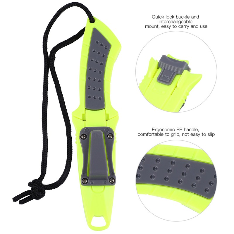 KEEP DIVING Stainless Steel Professional Scuba Fixed Blade Knife Yellow