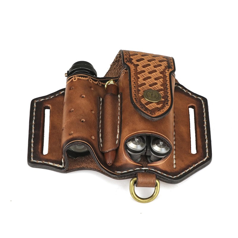 Tourbon Men's EDC Leather Pouch for Belt Multitool Sheath Folding