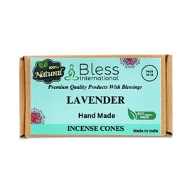 Bless International Lavender 100%-Natural-Incense-Cones Handmade-Hand-Dipped Organic-Chemicals-Free for-Purification-Relaxation-Positivity-Yoga-Meditation The-Best-scents (10 Count)