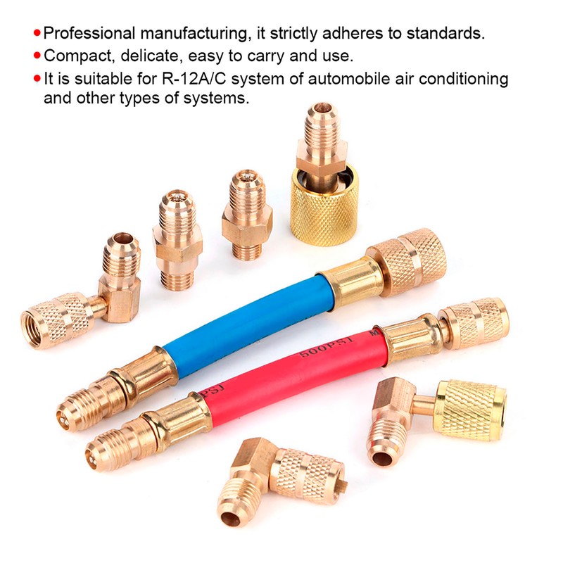 8pcs/Set Air Conditioning Refrigeration R-12A/C Connector Adapter Hoses R134A R12