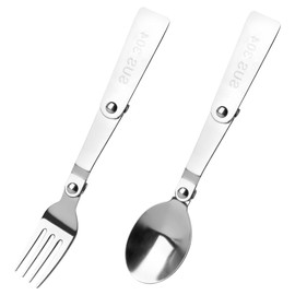 Lotsdonxia 2 Pcs Foldable Stainless Steel Spoon and Dinner Fork Portable Cutlery Set for Travel and Outdoor Dining Eco-Friendly and Easy to Clean (Silver)