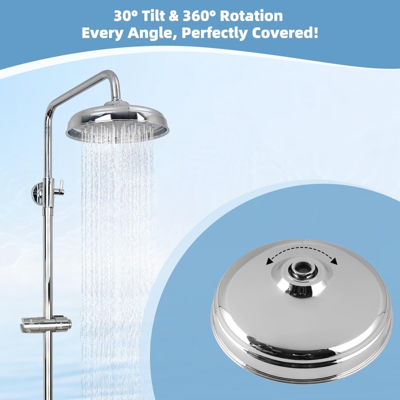 Hibbent 9 Inch Traditional Fixed Large Shower Head Chrome, Solid