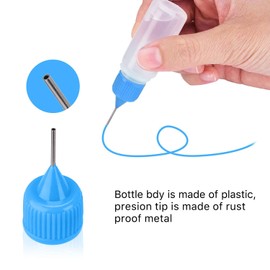 Gebildet Precision Applicator Tips Bottles, 30 Pieces 10 ml Translucent Bottles and 30 Pieces Coloured Tips, with 5 Mini Funnels for DIY, Quilling, Crafts, Acrylic Painting