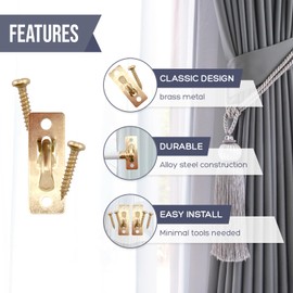 Amazing Drapery Hardware Curtain Rod Brass Brackets with Screws, 1 Pair (2 Pieces) - Ideal for Swivel End Sash Curtain Rods - Easy to Install Curtain Rod Holders for Doors, Windows, and Sidelights