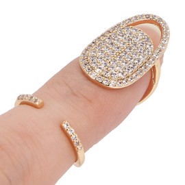 Anillos de Cubierta de Uñas con Diamantes de Imitación, Anillos de Cubierta de Uñas, Tamaño Ajustable, Hermoso, Práctico, Fácil de Usar, Material Seguro, Anillos de Decoración de (3047 oro)