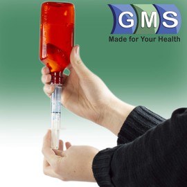 GMS Press in Bottle Adapter Plug for Oral Medication Syringes and Liquid Medication - Reusable BPA Free Plastic - Large, 24mm to 28mm for 12 and 16 oz Bottles (25 Count)