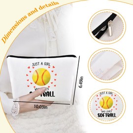 Softball Makeup Bag for Women Girls Sports Lovers Softball Gifts Cosmetic Bag Inspirational Gifts to Her Sister Team Birthday Gift for Mom Daughter Friends Travel Pouch Sports Gift Bags