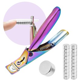 Yaya Acrylic False Nail Clipper with Magnets, Nail Tip Cutter with Length Measurement, 15Pcs Magnets (Rainbow)