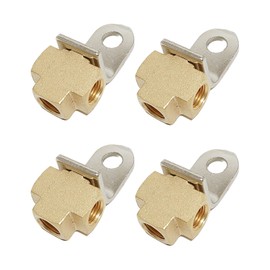Paquete de 4 piezas de playera de línea de freno hembra de 3/16 pulgadas, accesorios de latón invertidos con soporte de montaje, roscas de 3/8"-24, resistente a la corrosión universal de freno y
