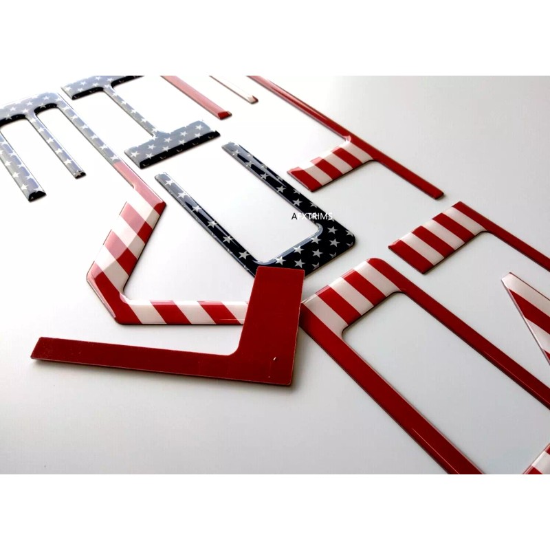 AFX-TRIMS 3D US FLAG DOMED RAISED TAILGATE LETTERS FOR 2019-25