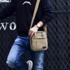 Bolso Lona Hombre Casual Viaje Compras Hombro Cruzada Multiuso (Khaki)