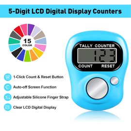ALDMIO 30 Pcs Electronic Finger Counter, 5 Digital Finger Counter, Resettable Hand Tally Clicker Counter for Counting Numbers Knitting Coaching Golf Lap Fishing School Sports Event