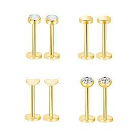 Gnoliew 16G 316L Stainless Steel Labret Monroe Lip Ring Studs Cartilage Helix Tragus Nose Piercing (A6,8mm(18G))
