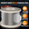 300FT 1/8" T316 Stainless Steel Cable,7x7 Strand Construction 1800lb Breaking