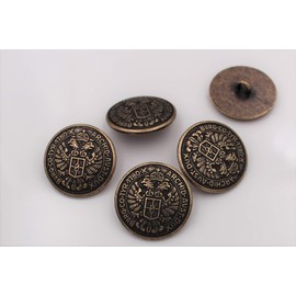 Buttons Brass Antique Blackened Metal Coin Eagle Costume Jacket Made in Germany (Pack of 5) (23 mm)