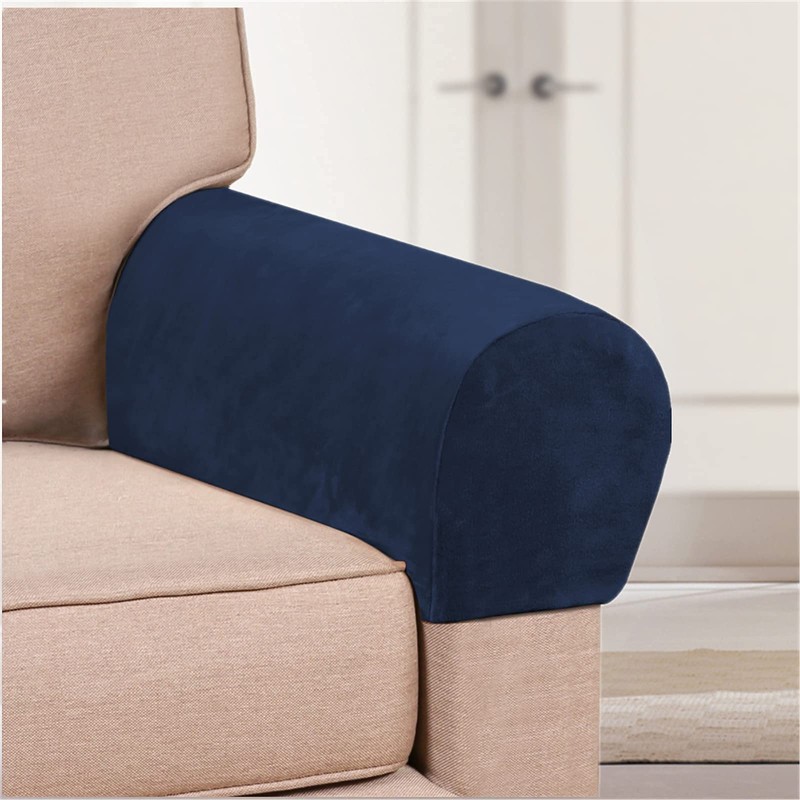 GAMUKAI 2 Pack Velvet Stretch Armrest Covers - Non Slip