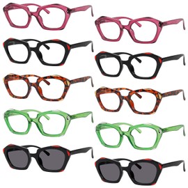 Eyekepper 10 Pack Reading Glasses Oval Design Stylish Readers Women Include 2 Reading Sunglasses +2.00
