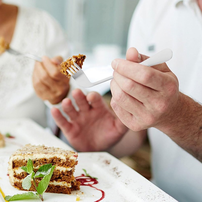 Adaptive Utensils Set - Curved Stainless Steel Spoon and Fork