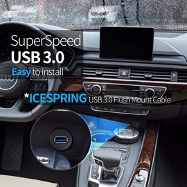 Small USB 3.0 Male to Female AUX Flush Panel Mount Extension Cable for Car Truck Boat Motorcycle Dashboard 6ft