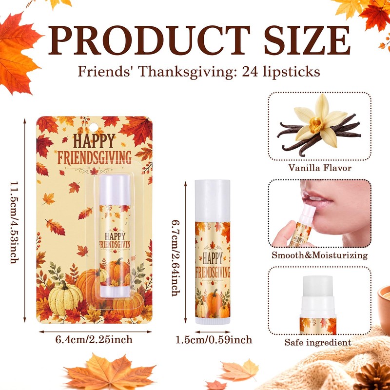 24 Set Friendsgiving Gift Bulk Thanksgiving Lip Balm Bulk