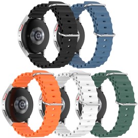 Ocean Band for Garmin Venu Sq 2 Music/Venu 2 Plus/Venu Sq Music/Vivoactive 3 Music/Forerunner 55 158 245 645Music,Approach S40/S12/S42 Watch Bands Adjustable Soft Stretchy Silicone Sports Strap Women Men Replacement Wristband (5pack-1)