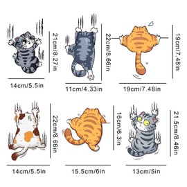 TNSRAY Funny Cat Car Stickers, Pack of 6 3D Cartoon Animal Cat Kitten Stickers, Funny Car Stickers, Waterproof PVC Cat Stickers, Window Stickers for Room Decoration, Walls, Cars, Motorcycles