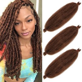 COOKOO Springy Afro Twist Hair 16 Inch 3 packs Pre Fluffed Marley Twist Braiding Hair Spring Twist Hair Kinky Twist Hair for Distressed Faux Locs Hair Synthetic Hair Extensions for Women(16 Inch,30#)