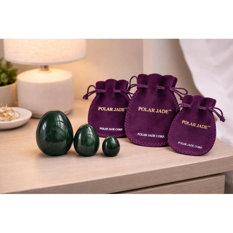 Nephrite Jade Stone Eggs Set of 3 Natural Jade 100%