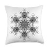 Black Fractal Metatron’s Cube Sacred Geometry MysticalDesign Throw Pillow