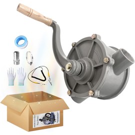 Pumpmoto Aluminum Rotary Vane Manual Fuel Transfer Pump, Universal Fit, 1.25 Inch Inlet/Outlet, Kerosene, Gasoline, Diesel, Hand Siphon Pump + 1-1/4" Adapter