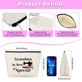 Mother's Day Gift for Women Grandma Gift Sewing Makeup Bag Quilting Gift Sewing Lover Gift Cosmetic Bag Birthday Gift Thank You Gift for Grandmother Seamstress Gift for Nana Mom Travel Pouch