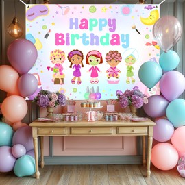 Avezano Makeup Birthday Backdrop Spa Themed Decorations Banner for Girls Makeup Happy Birthday Banner Slumber Party Photography Background Supplies for Girls Women (7x5ft)