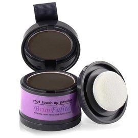 BRIMFULITE Hairline Powder for Women - Instant Root Cover Up, Stain-proof & Windproof Gray Hair Coverage with Compact Puff and Mirror (Dark Brown, 0.14 Oz.)