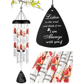 Memorial Wind Chimes Sympathy Gift - Cardinal Windchimes in Loving Memory of Loved One, Bereavement Gifts for Loss of Mom/Dad, Condolences Grief Remembrance Funeral Grieving