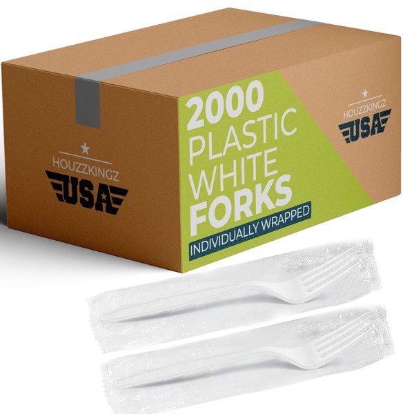 2000 Individually Wrapped Plastic Forks | Bulk Individual Wrapped Disposable