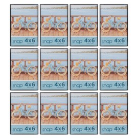 Snap - 4"x6" Black Front Loading - Narrow Wall Photo Frame - Perfect for Showcasing Memories in Style - Versatile and Durable Design for Home or Office Décor - Rectangular Wall Mount - Set of 12