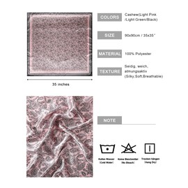 Kajeer Pack of 3 Headscarf Silk Scarf for Women - 90 x 90 cm Large Square Elegant Scarves Scarf for Women Satin Bandana Girls Headscarf Hair Accessories, Cashew (Light Pink/Light Green/Black)