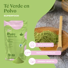 B-FIT B Pure Matcha Tea 150 g - Matcha en Polvo - Te Verde - Keto y Vegano - Sin Conservantes - Antioxidante - Calidad Pura y Ceremonial