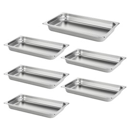 HECMAC 6 Pack Anti-Jam Hotel Pans, Full Size 2 1/2 Inch Deep, Commercial Stainless Steel Chafing Steam Table Pan, Catering Storage Metal Food Pan, 23 Guage