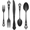 Black Silverware Set for 12, Stainless Steel Gorgeous Retro Royal