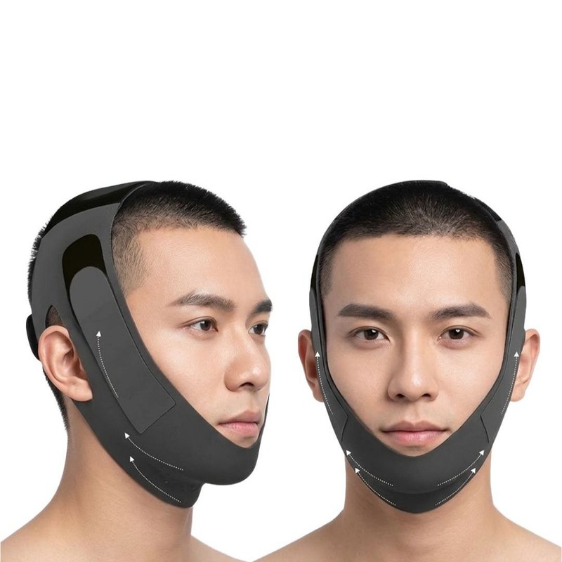 Shop Up Men's V-Line Tape Face Jaw Lifting Band, Black,