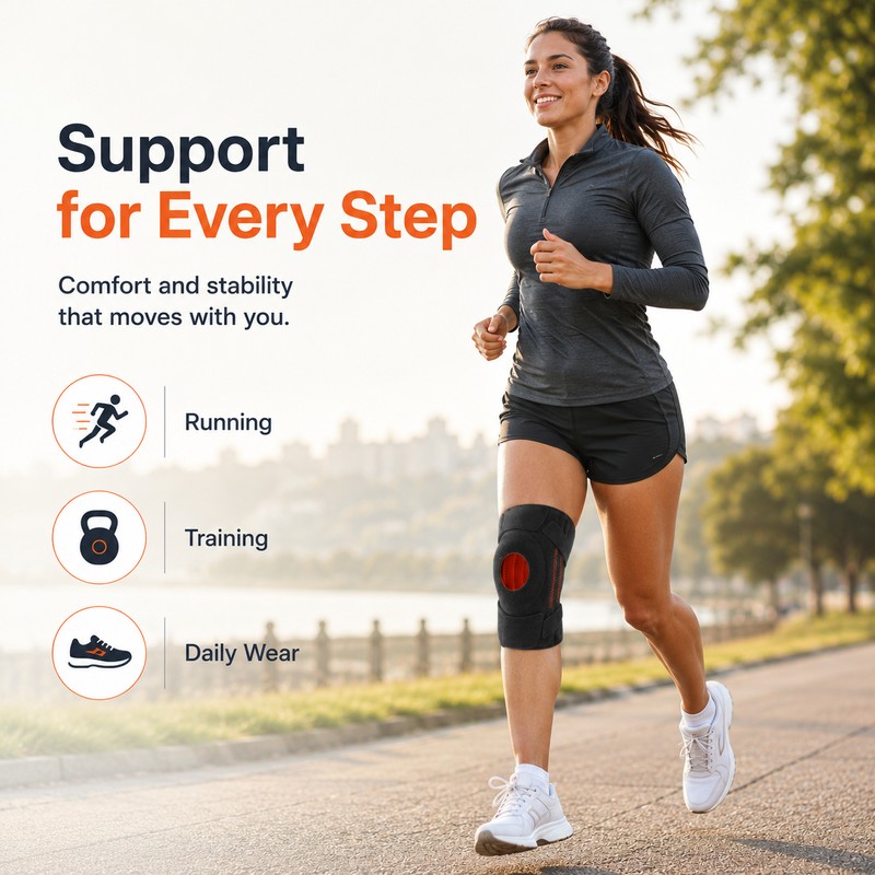 Knee Brace with Side Stabilizers for Sports Support – Adjustable