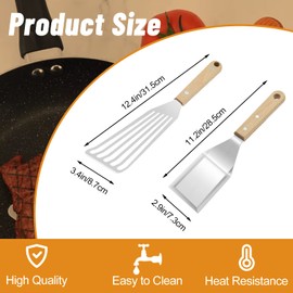 2pcs Fish Spatula, TACYKIBD Stainless Steel Spatula Turner with Wooden Handle and Hooks, 12 Inch Slotted Metal Spatula for Flipping Frying Grilling Cooking Fish Eggs Meat French Fries