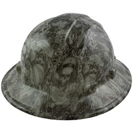 Hydrographic Full Brim Hard Hats with 6 Point Suspension - Skeleton Sailors GLOW IN THE DARK