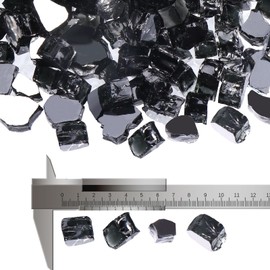 Calofulston 10 lbs Fire Glass for Propane Fire Pit, 1/2 Inch Fire Pit Glass for Fireplace and Fire Pit Table, Reflective Firepit Glass Rock, Onyx Black