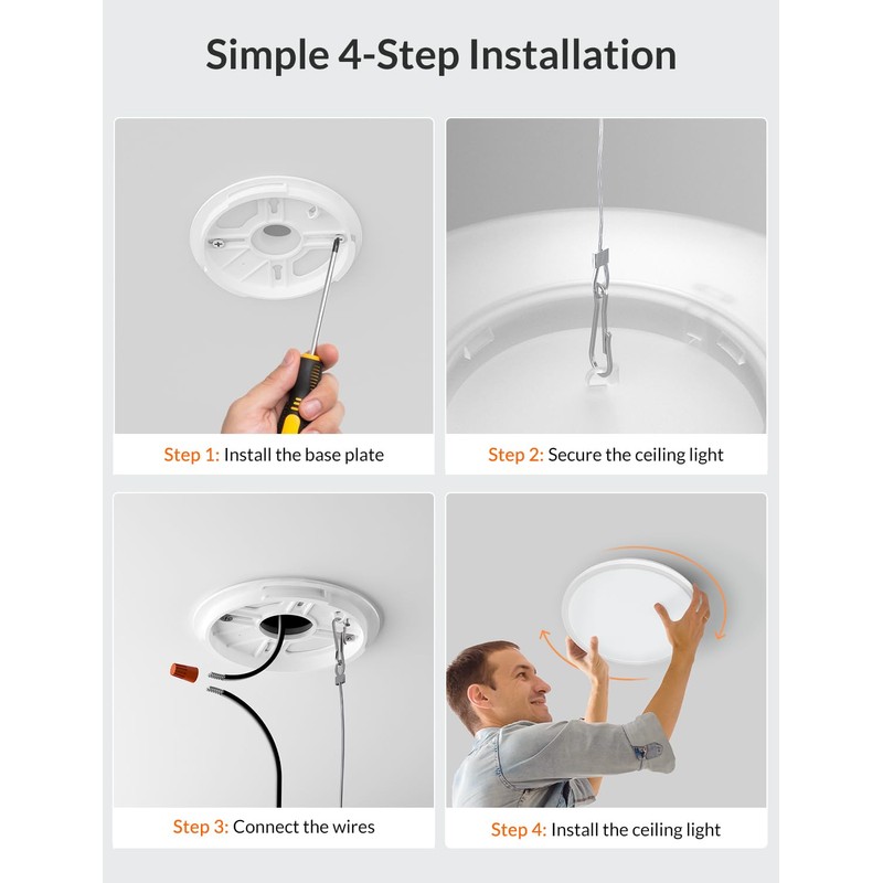 LEPOWER-TEC Ceiling Light, 12 Inch LED Flush Mount Ceiling Light