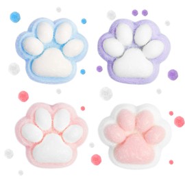 4 Pcs Taba Squishy, Cat Paw Squishy for Stress Relief, Fun Fidget Toys, Cute Super Soft Squeeze Toys, Taba Squishies Paw for Kids Adults Effective Anxiety Relief Decompression and Relaxation