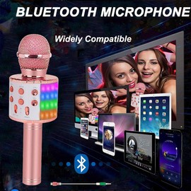 Bluetooth Karaoke Microphone Wireless: Karaoke Mic with Led Lights for Adults Kids Singing - Perfect Toys for Girls Birthday Gifts