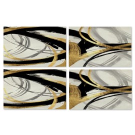 Abstract Black White and Gold Placemats Set of 4, Modern Contemporary Placemats Table Mats Place Mats for Kitchen Dining Table Winter Holiday Party Decoration 16.9x11.4 Inch