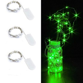 HDSHIMAO 3 Pack Fairy Lights Battery Operated 6.6ft 20 LED Mini String Lights Silver Wire Firefly Starry Lights for Bedroom, Christmas, Parties, Wedding, Christmas Centerpiece, Decoration (Green)